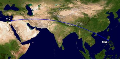 Flight Time from Manila, Philippines to Tel Aviv, Israel .